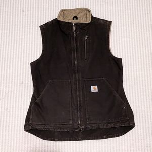 Carhartt Canvas Vest Brown Full Zip Women's Small